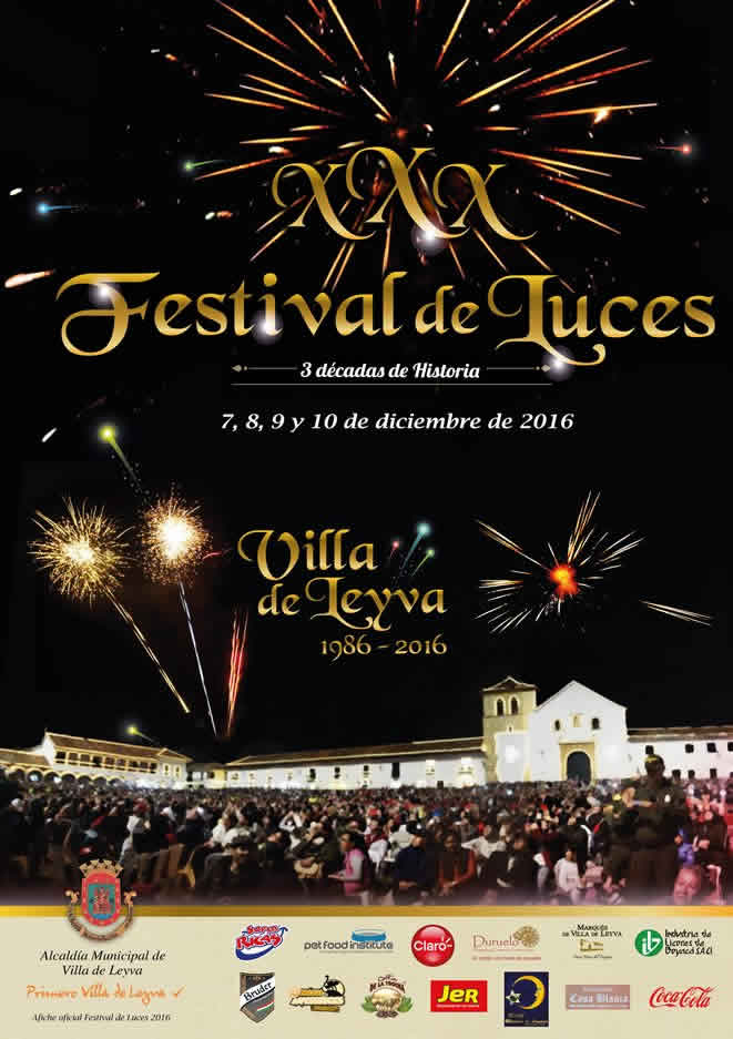 Afiche del 30 festival de luces de Villa de Leyva 2016